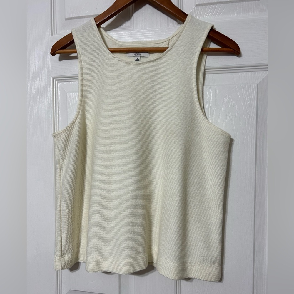 Madewell Texture & Thread Women’s Ivory Cream Tank Top Crossover Back Detail M